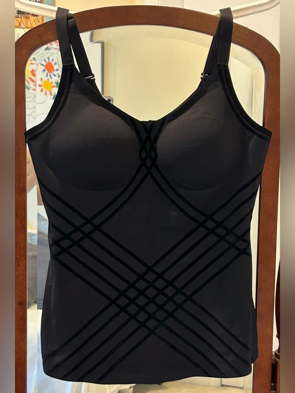 Honeylove Silhouette Cami Smoothing Shapewear Bra Top Vamp Black NWT Size L